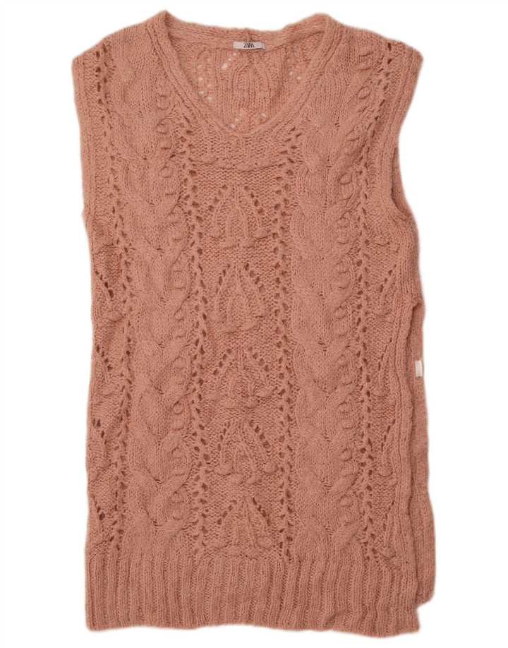 ZARA Γυναικείο Γιλέκο Longline Tank Top UK 16 Large Pink