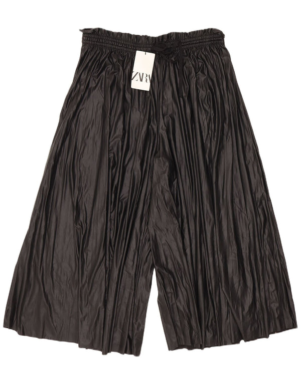 Zara Γυναικείο Faux Leather Culottes Παντελόνι Capri XL W36 L22 Μαύρο