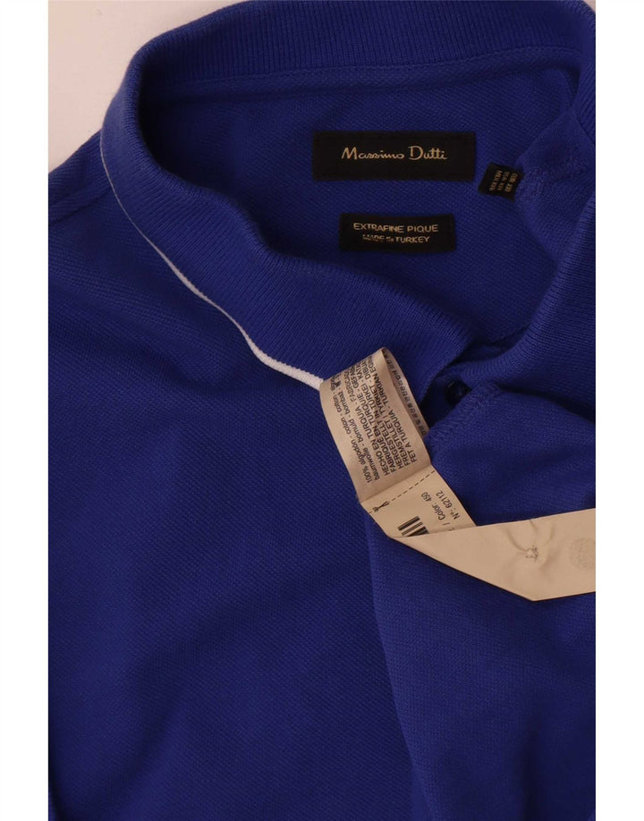 Ανδρικό μπλουζάκι πόλο Massimo Dutti 2XL Μπλε βαμβακερό