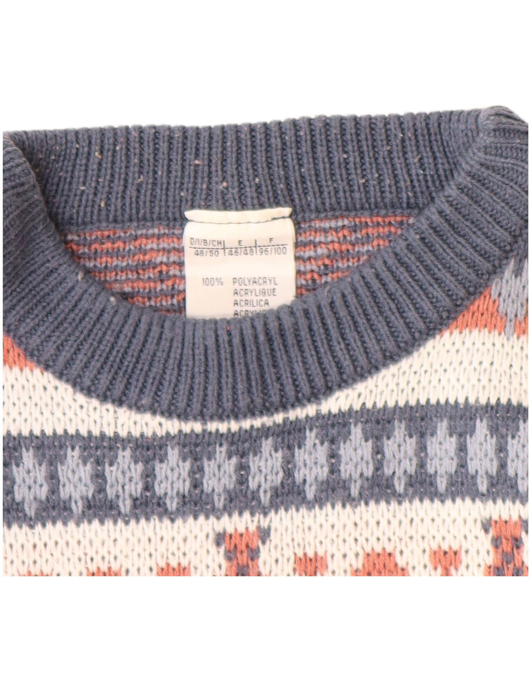 Ανδρικό πουλόβερ VINTAGE Crew Neck Jumper IT 48/50 Medium Navy Blue Fair Isle