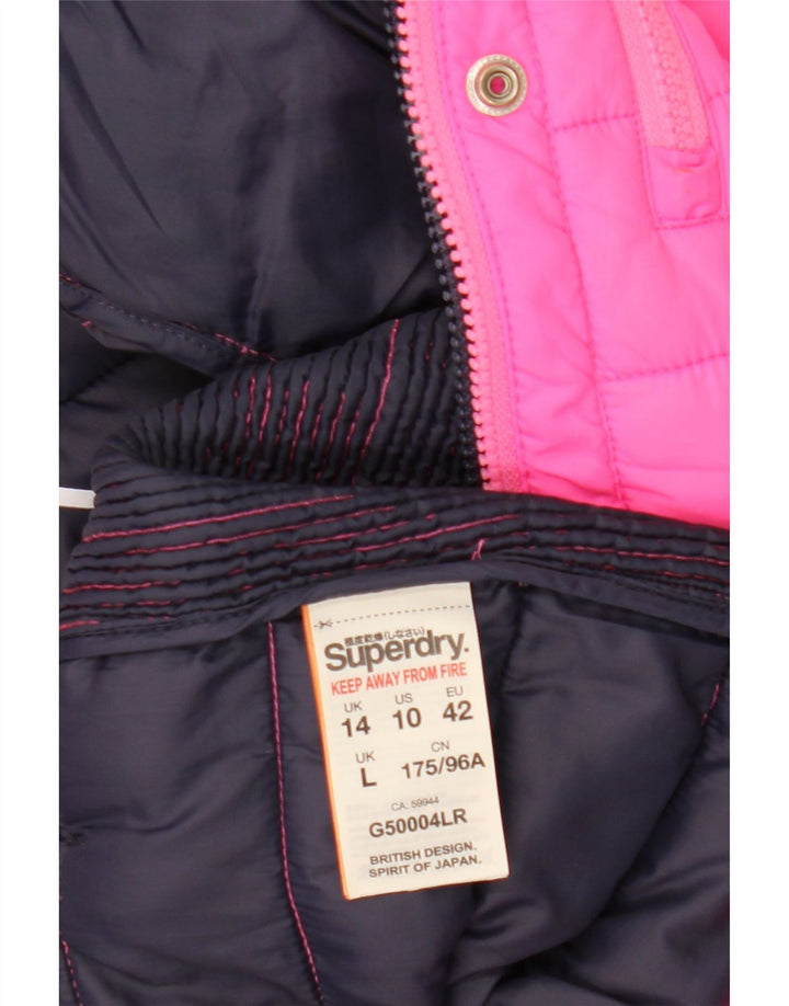 Superdry γυναικείο μπουφάν με κουκούλα UK 14 μεγάλο ροζ πολυεστέρας