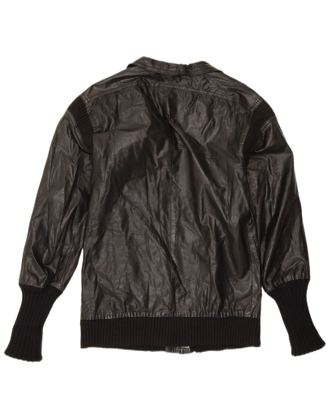 VINTAGE Γυναικείο Δερμάτινο Μπουφάν UK 14 Medium Black Leather