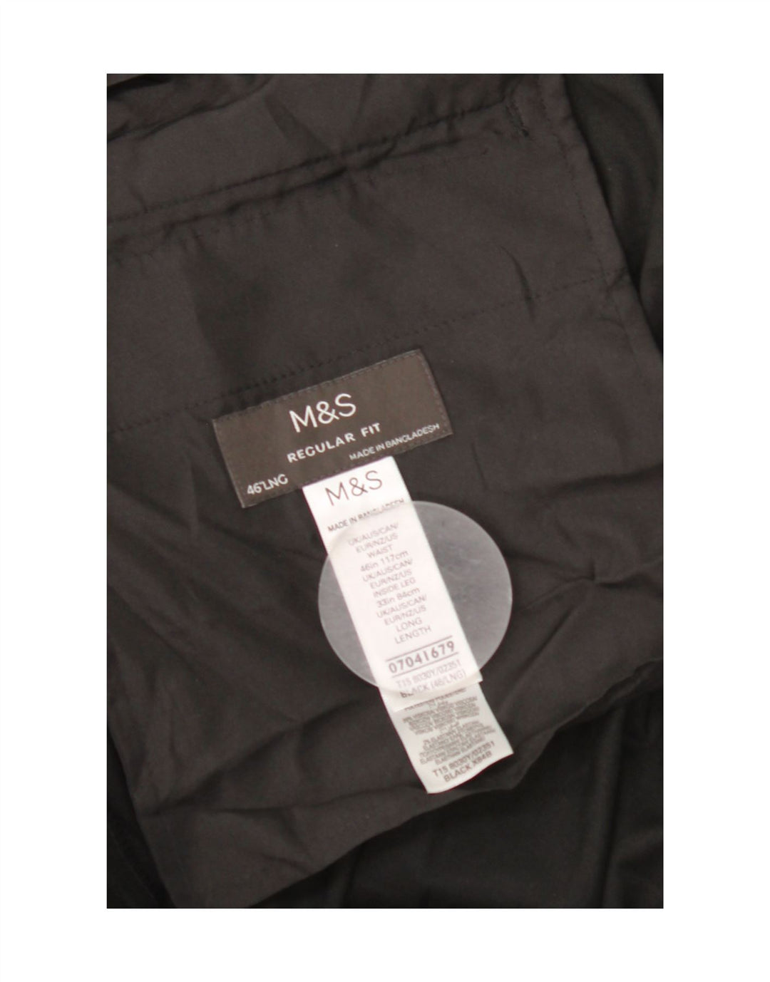 Marks & Spencer Ανδρικό παντελόνι με κανονική εφαρμογή W46 L33 μαύρο πολυεστέρα
