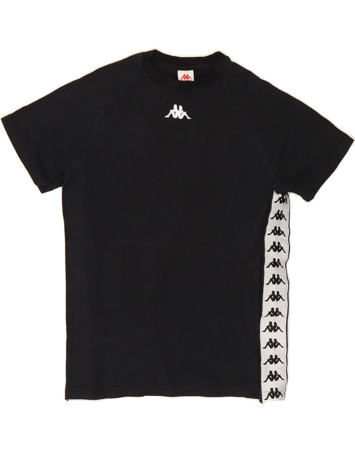 KAPPA Womens Graphic T-Shirt Top UK 10 Small Black Vintage Kappa and Second-Hand Kappa from Messina Hembry 
