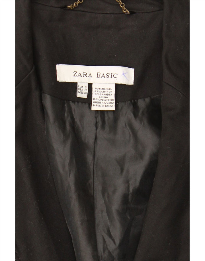 Zara Γυναικείο μπλέιζερ 1 κουμπιού μπουφάν UK 10 Small μαύρο βαμβακερό