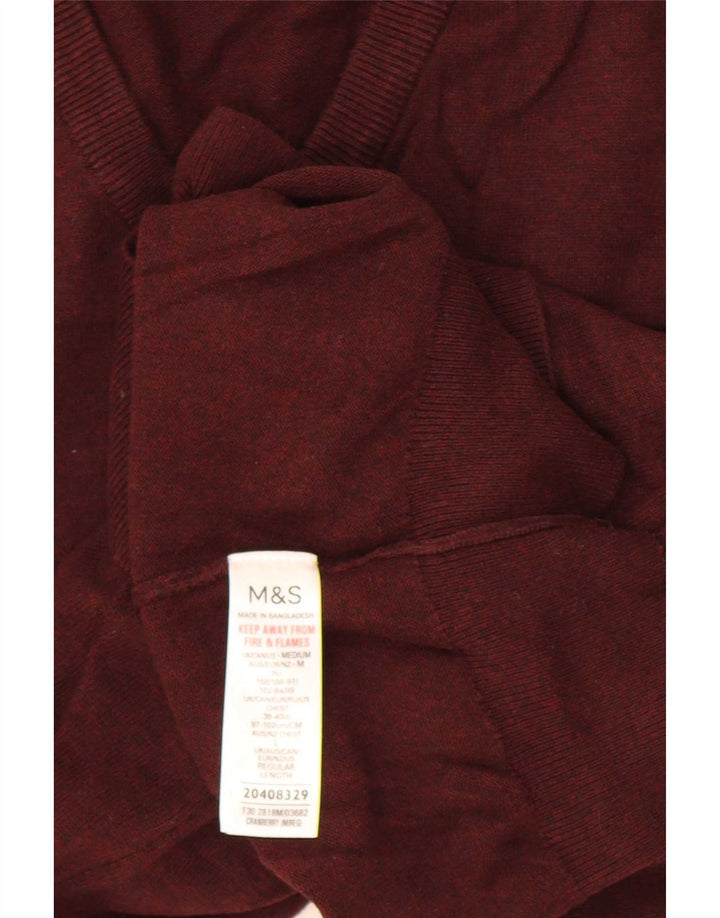 Marks & Spencer Ανδρικό πουλόβερ με λαιμόκοψη σε μεσαίο μπορντό
