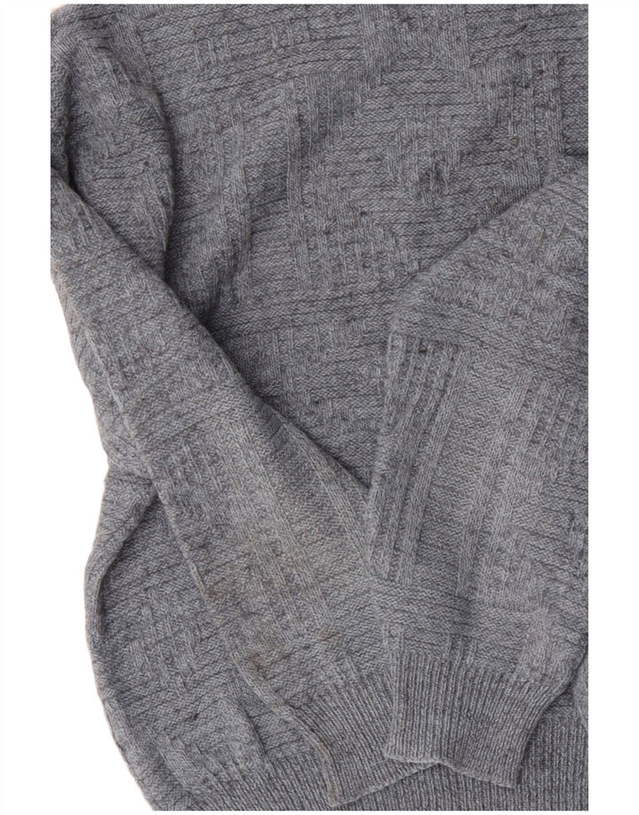 Ανδρικό πουλόβερ με λαιμόκοψη VINTAGE Μεγάλο Γκρι Ακρυλικό