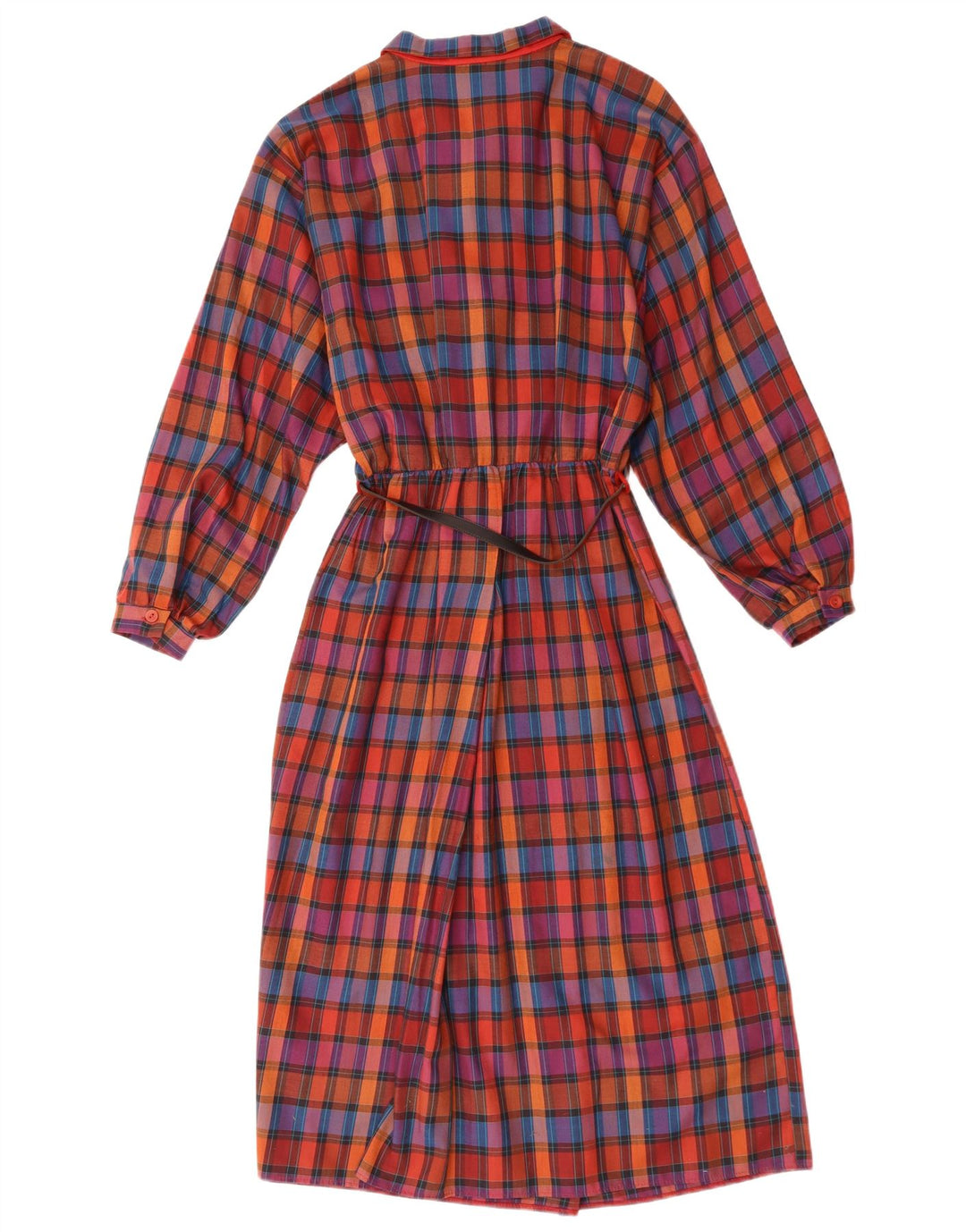 ST. BERNARD Γυναικείο μακρυμάνικο μάξι φόρεμα UK 10 Small Red Check Cotton