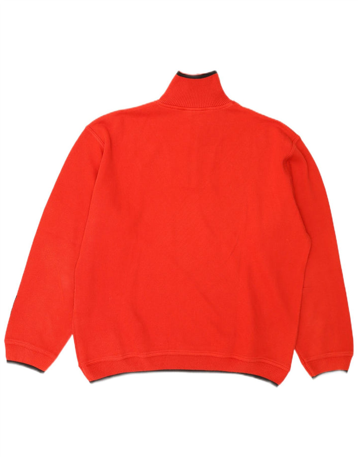 CARLO COLUCCI Mens Zip Neck Jumper Sweater Large Red Cotton