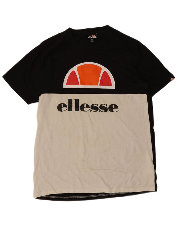 Ανδρικό γραφικό μπλουζάκι Ellesse Top Medium Black Colourblock Βαμβακερό