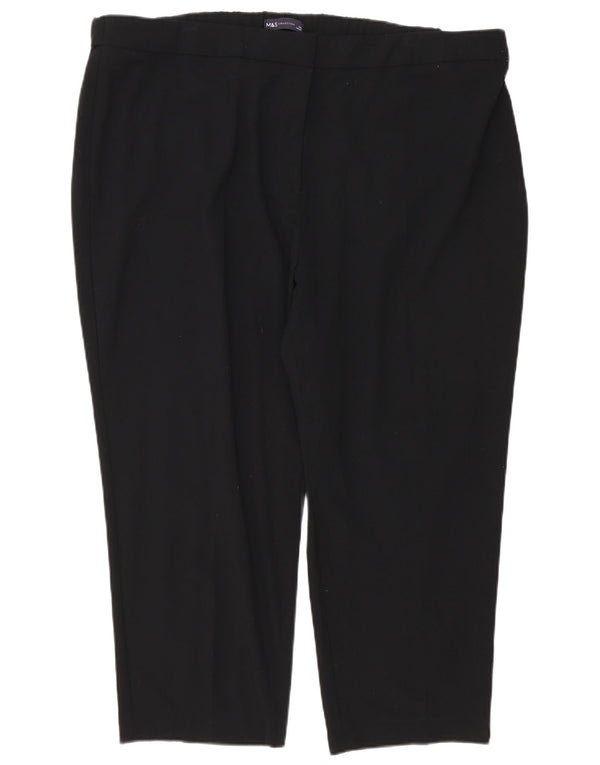 Marks & Spencer Γυναικείο Παντελόνι Κάπρι Ψηλόμεσο UK 24 4XL W48 L25 Μαύρο