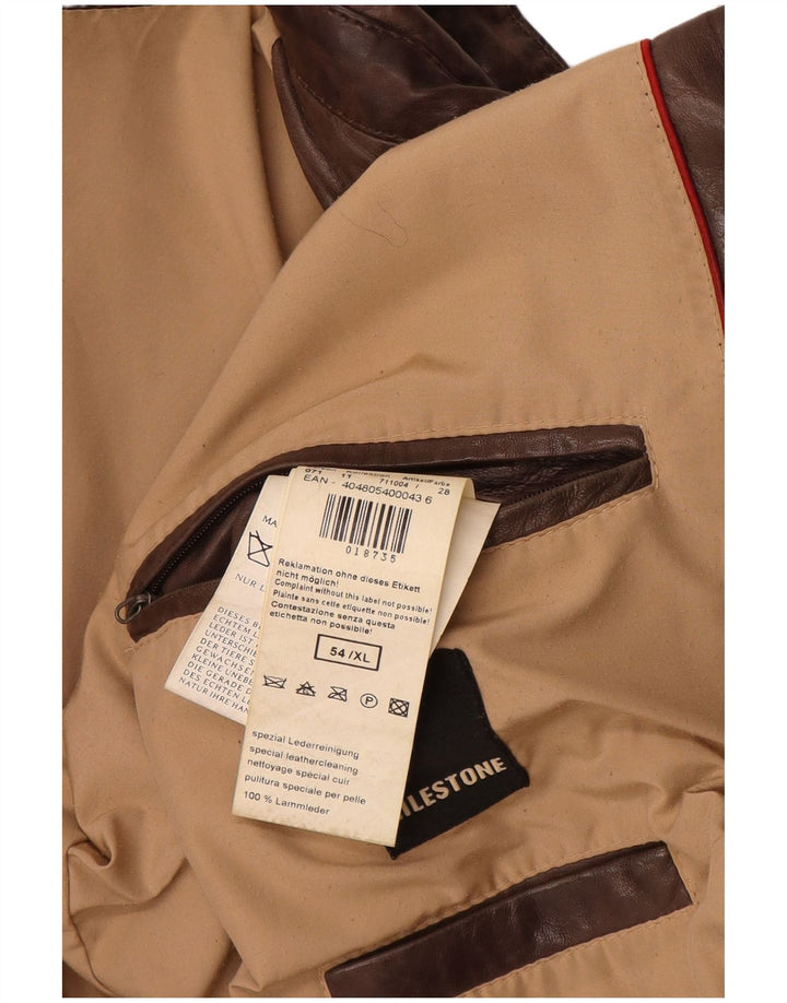 MILESTONE Ανδρικό Δερμάτινο Μπουφάν Στρατιωτικό Μέγεθος 54 XL Καφέ Δερμάτινο