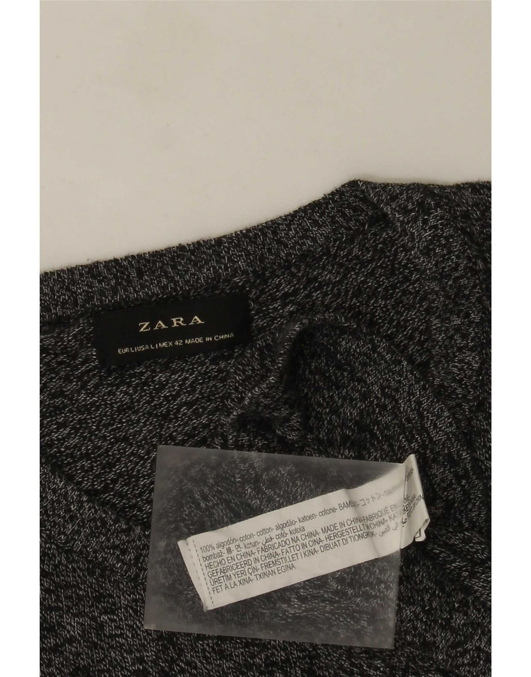 Zara Ανδρικό πουλόβερ με λαιμόκοψη, μεγάλο γκρι βαμβακερό