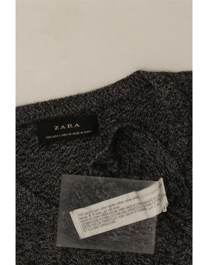 Zara Ανδρικό πουλόβερ με λαιμόκοψη, μεγάλο γκρι βαμβακερό
