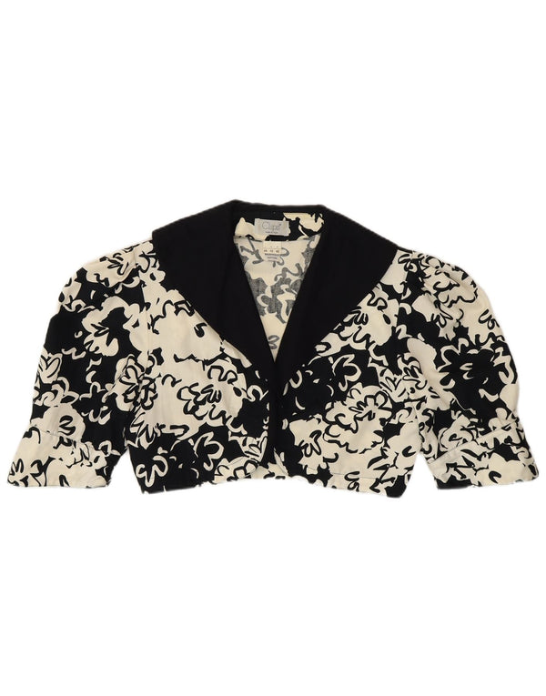 CLIPS Γυναικείο 1/2 μανίκι Bolero Top IT 46 μεγάλο μαύρο φλοράλ βαμβακερό