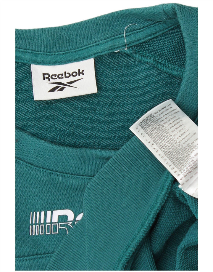 Ανδρικό γραφικό φούτερ Reebok, μεσαίο πράσινο, βαμβακερό