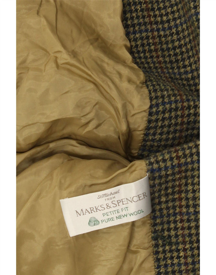 Marks & Spencer Γυναικείο Petite Blazer Jacket UK 12 Medium Green Houndstooth