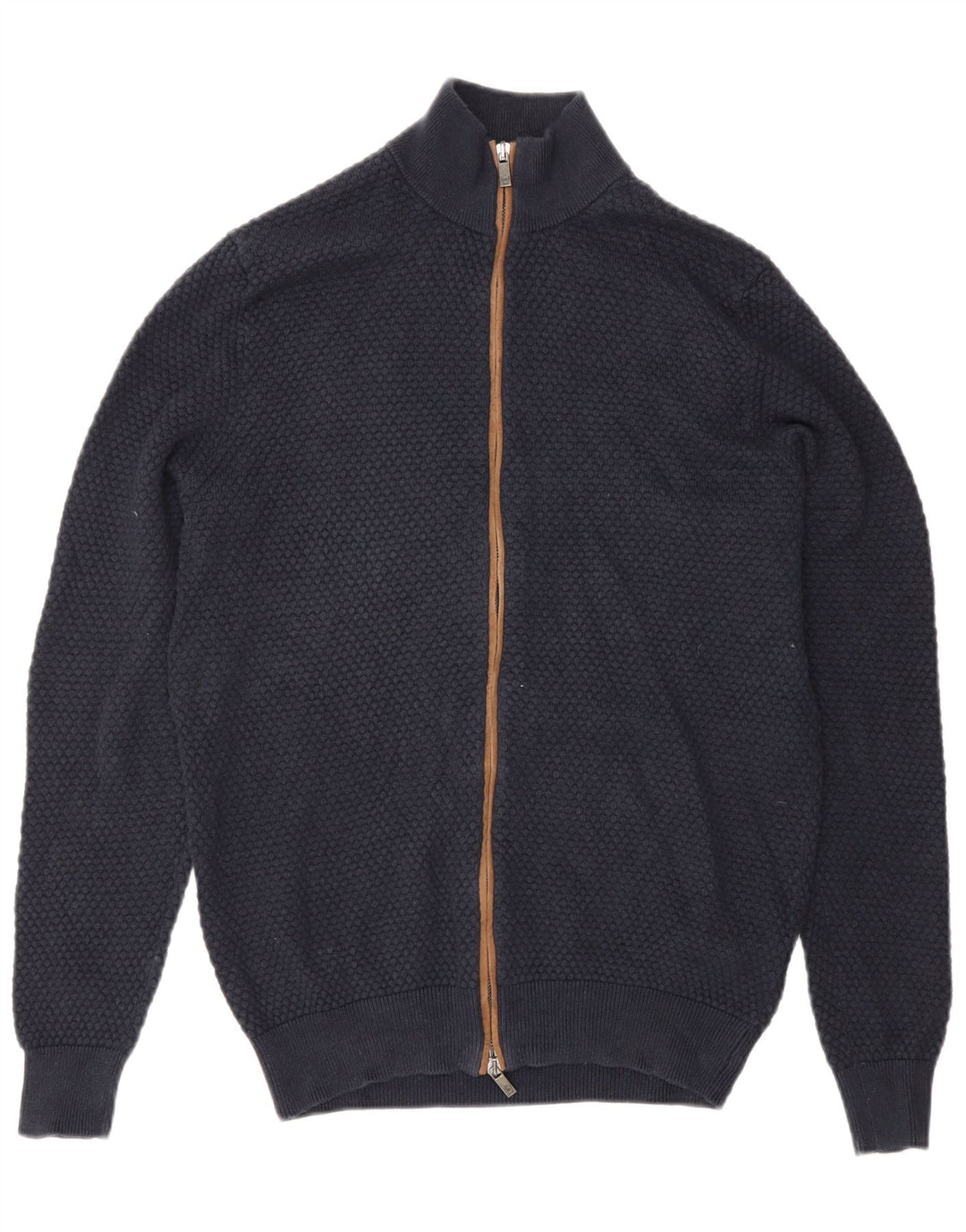 Ανδρικό πουλόβερ ζακέτα Massimo Dutti, μεσαίο μπλε βαμβακερό