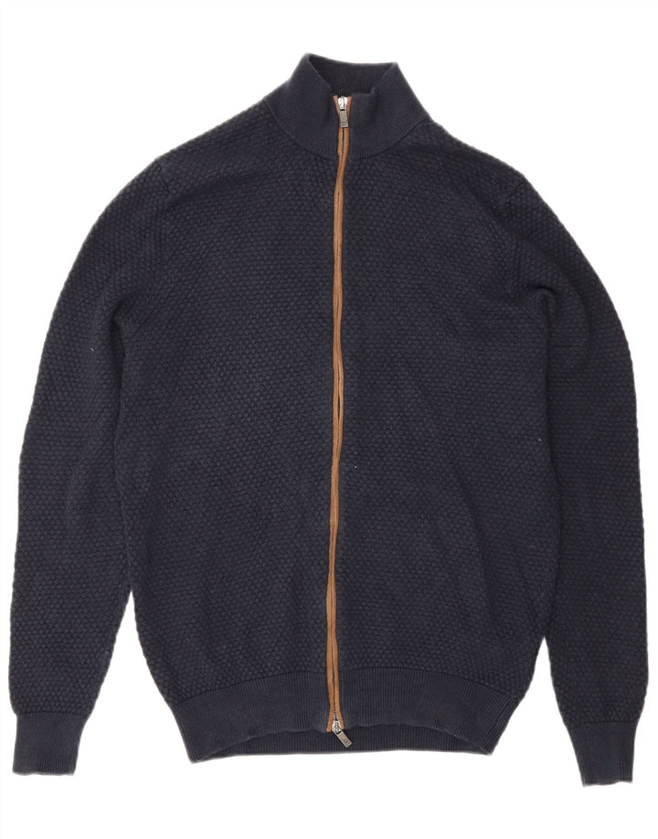 Ανδρικό πουλόβερ ζακέτα Massimo Dutti, μεσαίο μπλε βαμβακερό