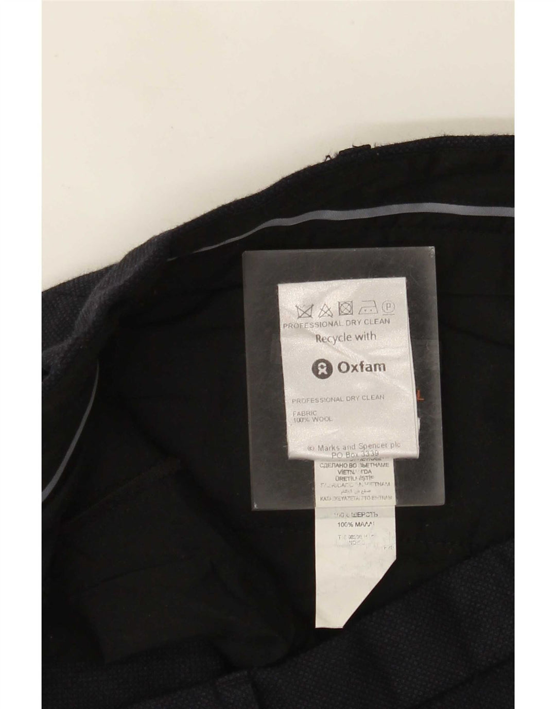 Ανδρικό ίσιο παντελόνι Marks & Spencer W40 L29 Navy Blue Wool
