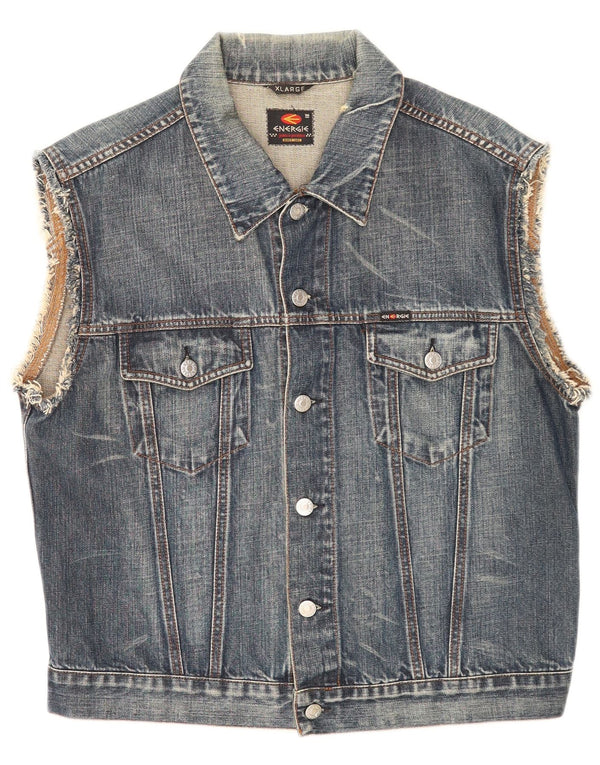 Energe Ανδρικό Τζιν Gilet UK 42 XL Μπλε Βαμβακερό