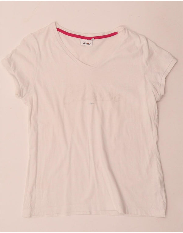 Γυναικείο γραφικό μπλουζάκι Ellesse Top UK 14 μεγάλο λευκό βαμβακερό