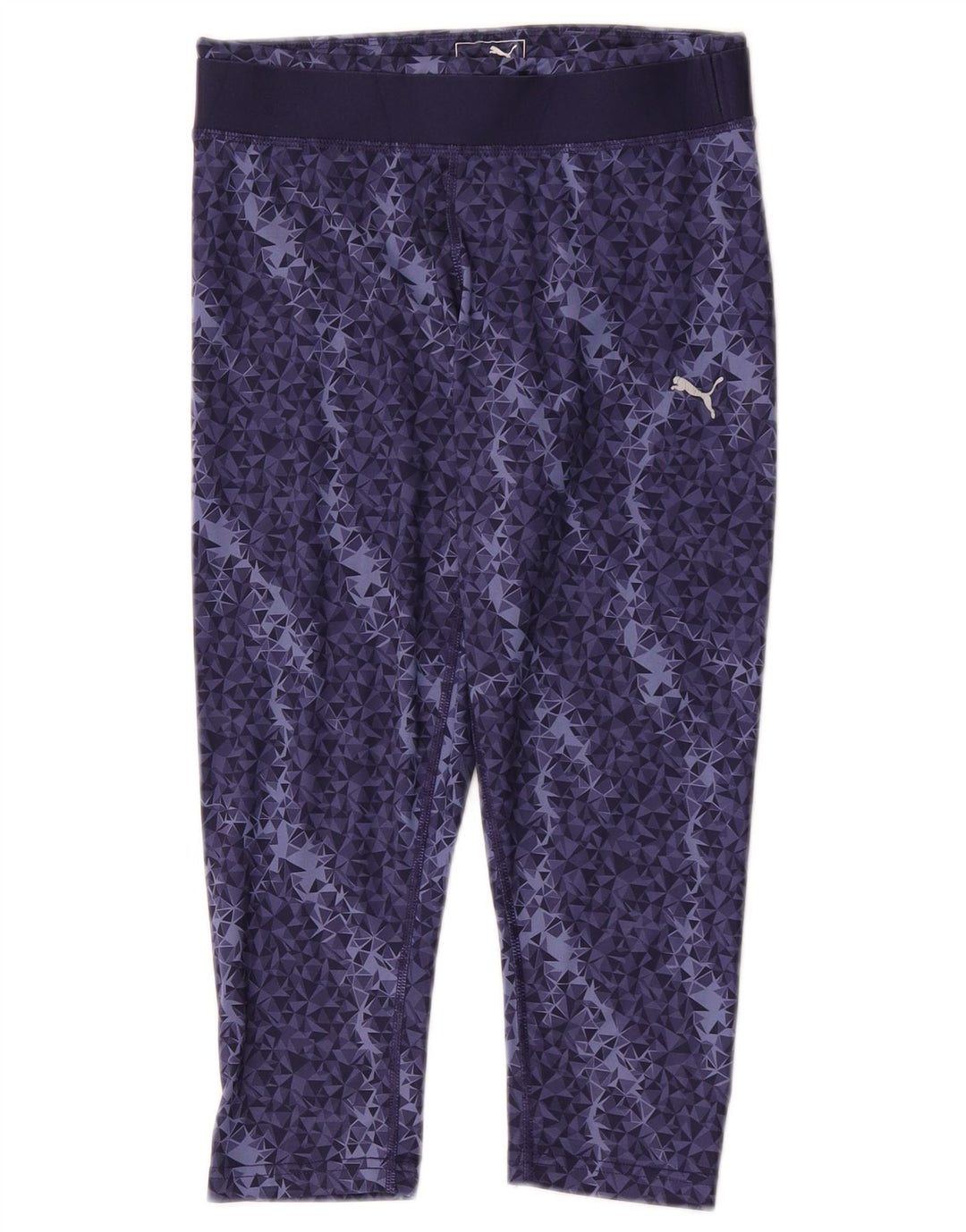 Puma Γυναικεία Κάπρι Κολάν UK 10 Small Navy Blue Geometric Polyester