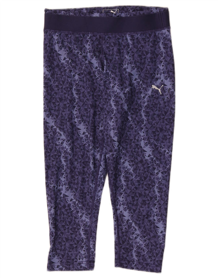 Puma Γυναικεία Κάπρι Κολάν UK 10 Small Navy Blue Geometric Polyester