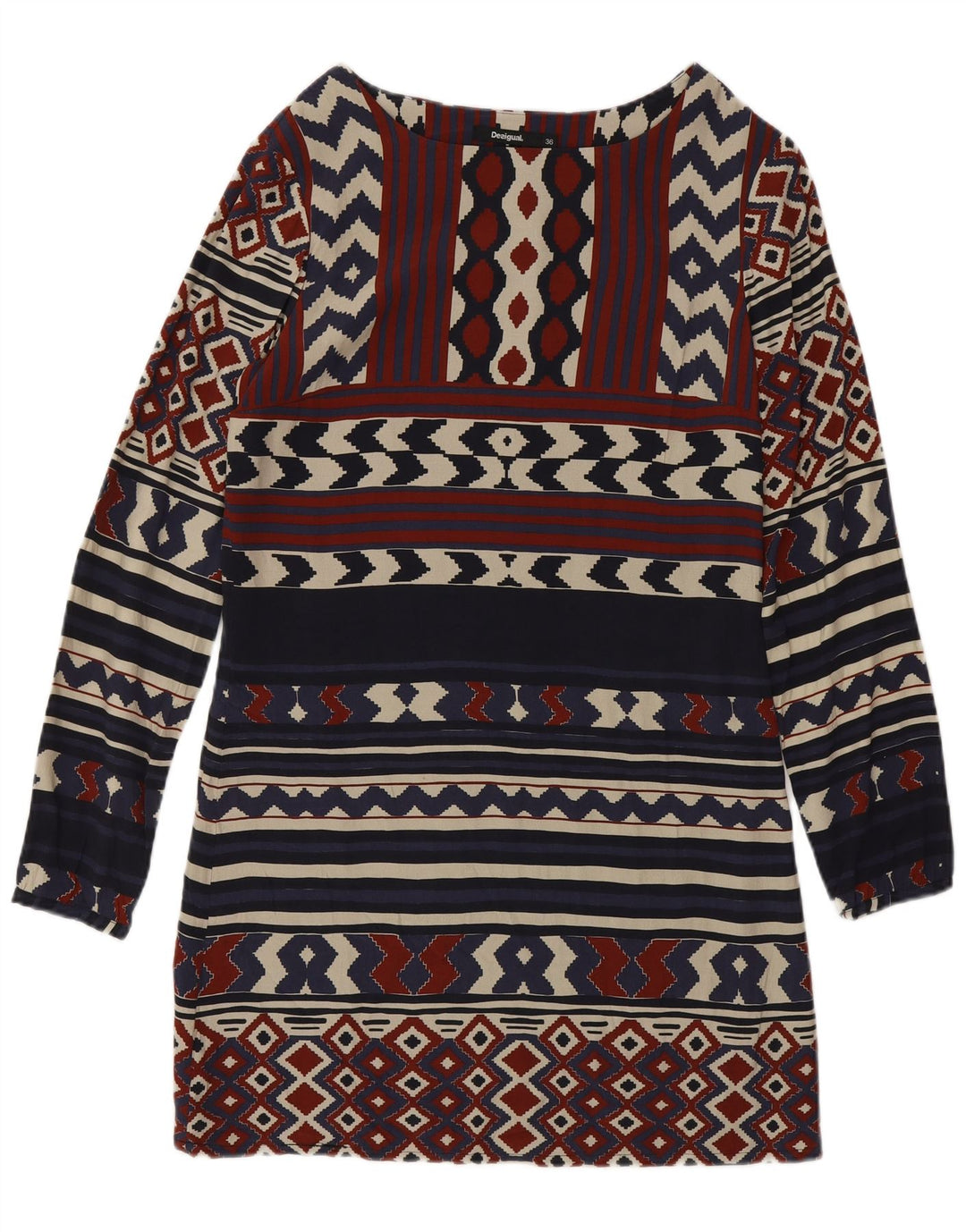 Γυναικείο μακρυμάνικο φόρεμα Desigual EU 36 Small Navy Blue Geometric