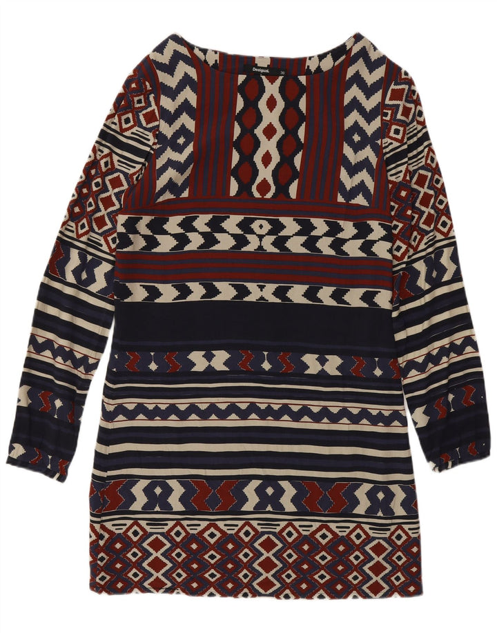 Γυναικείο μακρυμάνικο φόρεμα Desigual EU 36 Small Navy Blue Geometric