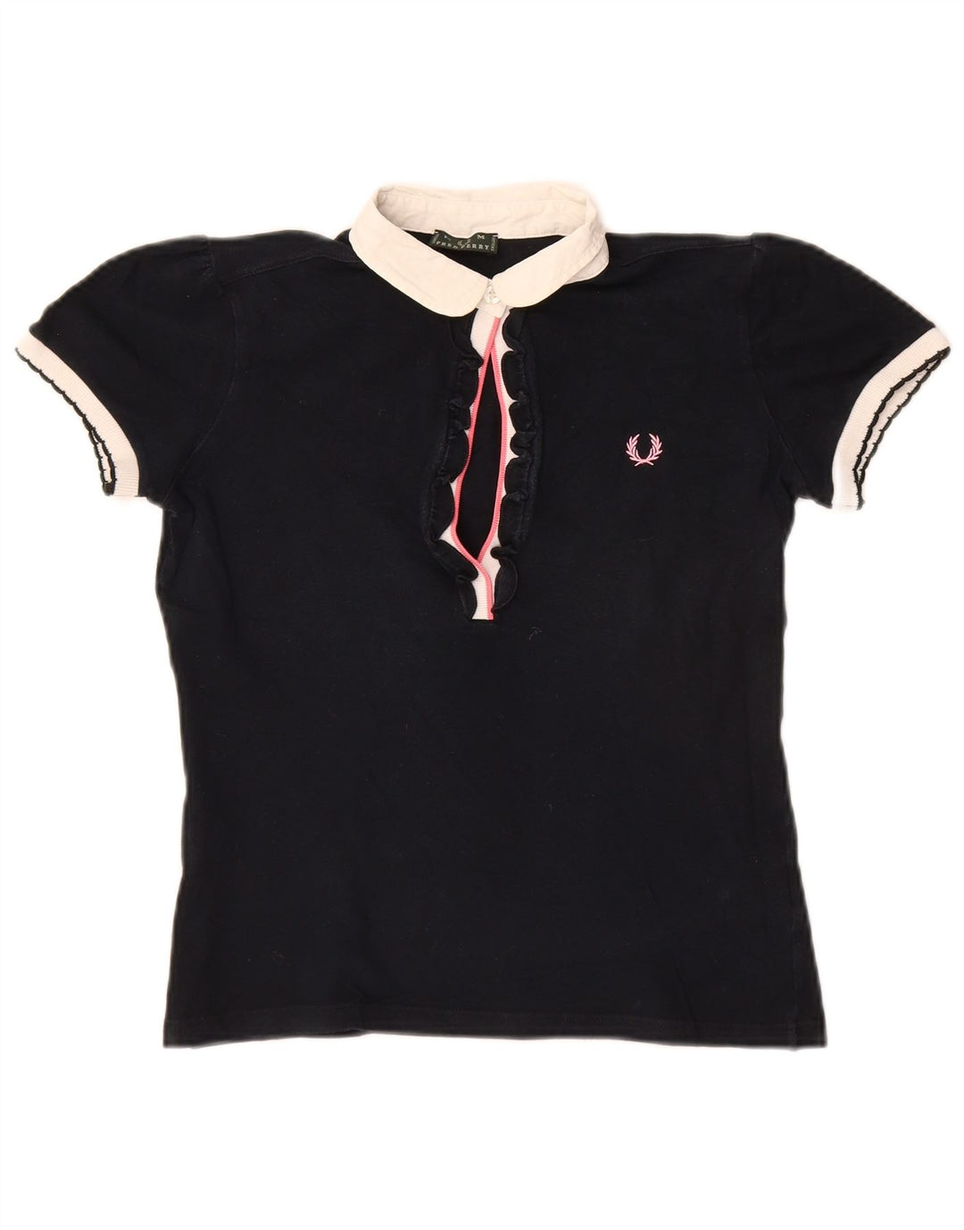 Fred Perry γυναικείο μπλουζάκι ράγκμπι πόλο UK 12 μεσαίο ναυτικό βαμβακερό