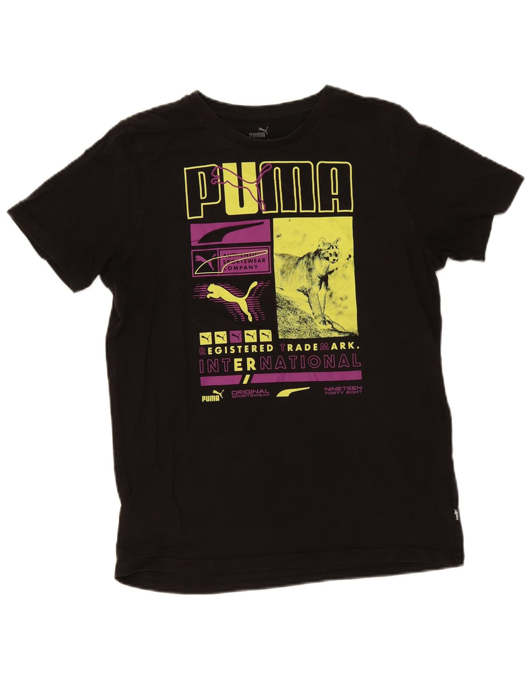 Ανδρικό γραφικό μπλουζάκι Puma, μικρό μαύρο βαμβακερό