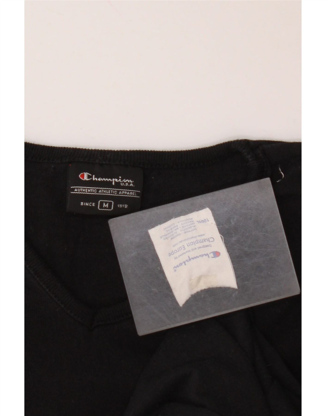 Γυναικείο T-Shirt CHAMPION Top UK 14 Μεσαίο μαύρο βαμβακερό