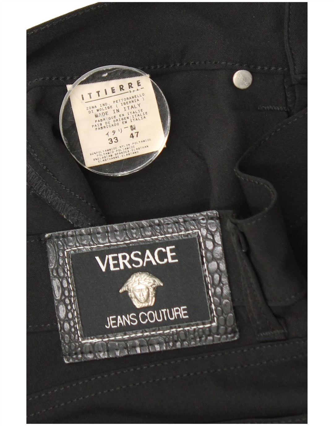 Ανδρικό ίσιο casual παντελόνι Versace W33 L31 Μαύρο Πολυαμίδιο