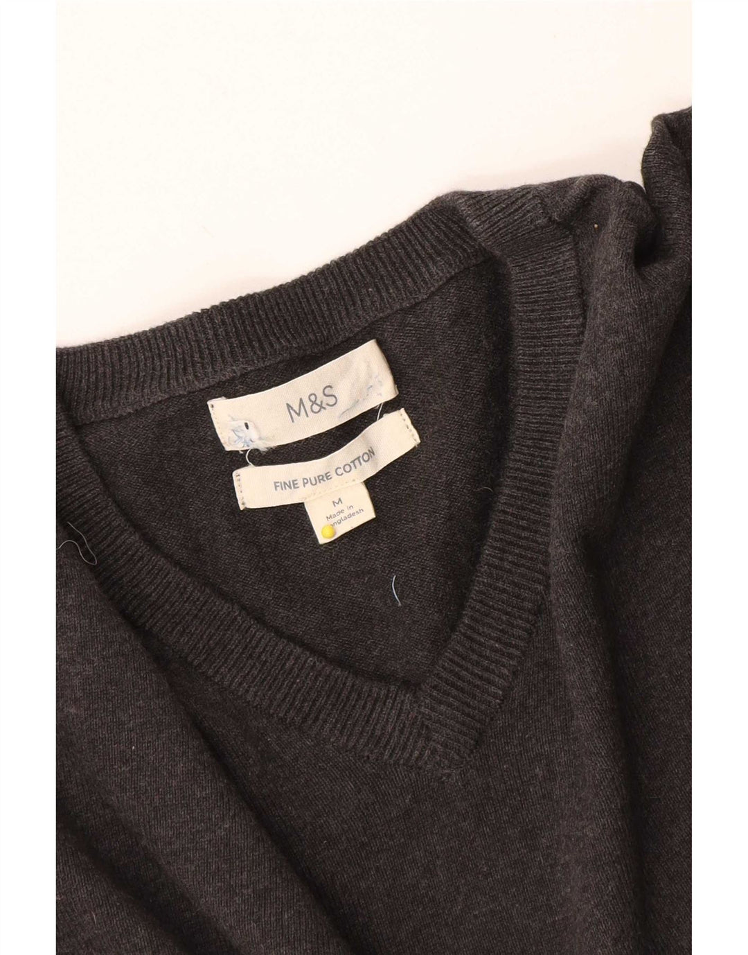 Marks & Spencer Ανδρικό πουλόβερ με λαιμόκοψη με V λαιμόκοψη Μεσαίο βαμβακερό γκρι