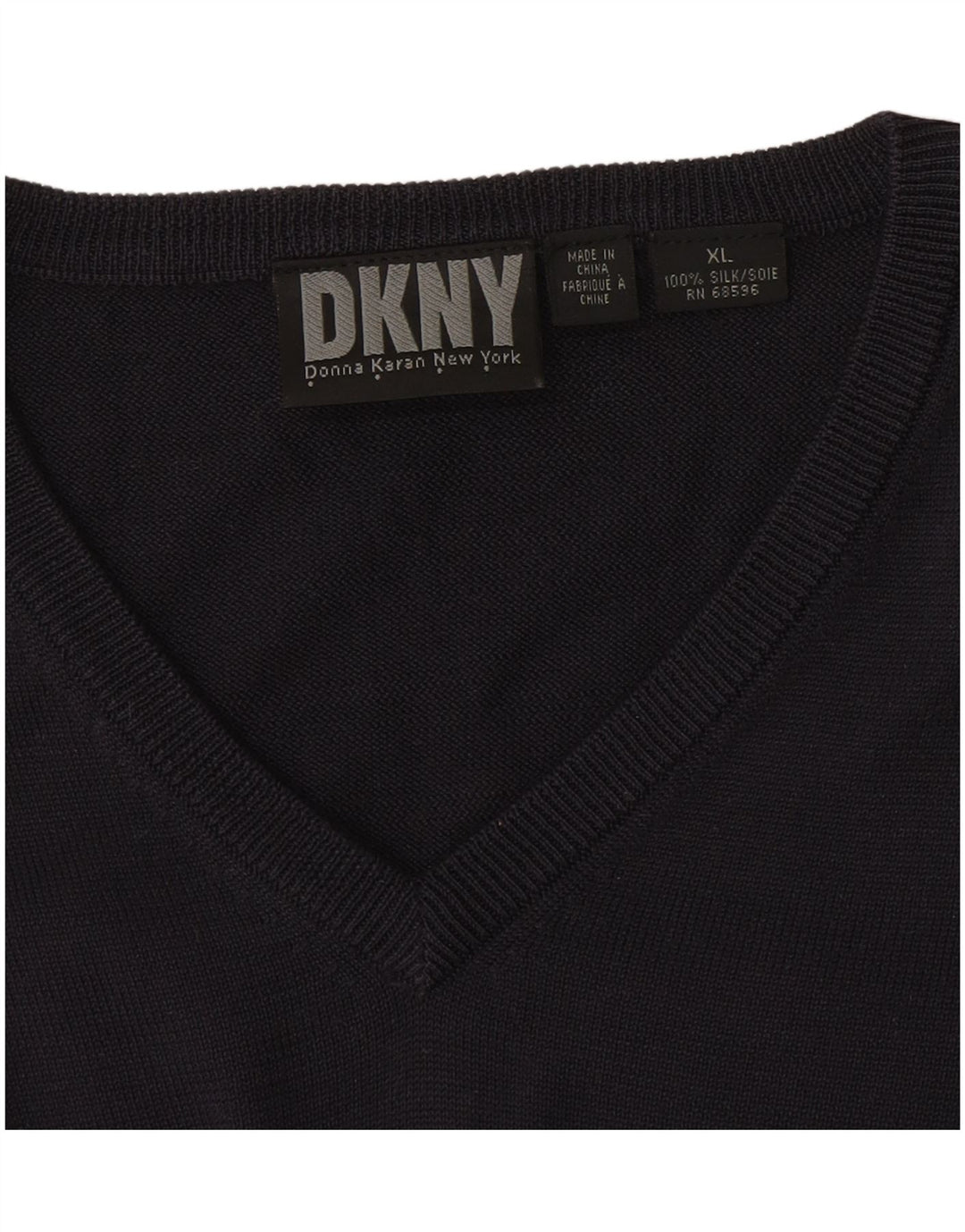 Ανδρικό πουλόβερ Dkny με V λαιμόκοψη XL Navy Blue Silk