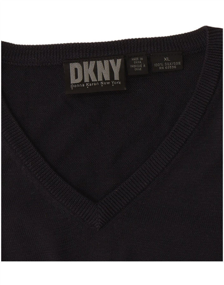 Ανδρικό πουλόβερ Dkny με V λαιμόκοψη XL Navy Blue Silk
