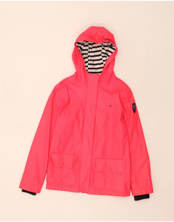 Tommy Hilfiger Girls Hooded Rain Jacket 12-13 Years Large Pink Polyester
