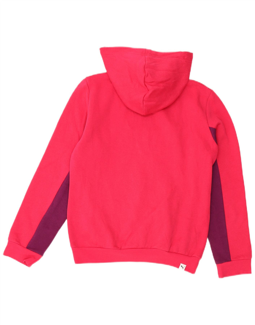 PUMA Girls Graphic Hoodie Jumper 11-12 Years Pink Colourblock Cotton