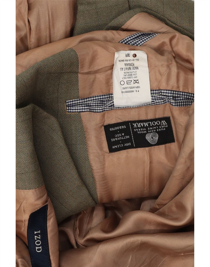 Izod Ανδρικό σακάκι σακάκι με 3 κουμπιά UK 38 Μεσαίο πράσινο μαλλί ψαροκόκκαλο