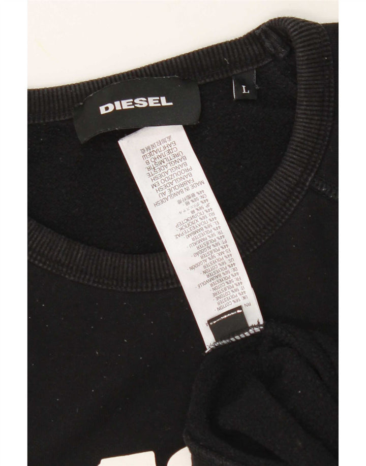 Diesel Ανδρικό γραφικό φούτερ Jumper μεγάλο μαύρο βαμβακερό