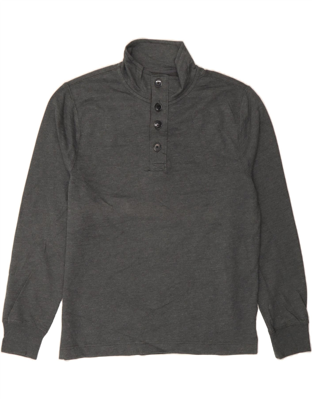 J. CREW Mens Button Neck Sweatshirt Jumper Medium Grey Polyester Vintage J. Crew and Second-Hand J. Crew from Messina Hembry 