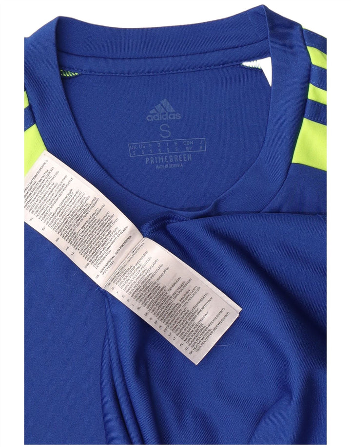 Ανδρικό γραφικό μπλουζάκι Adidas Aeroready Top Small Blue Colorblock Πολυεστέρας