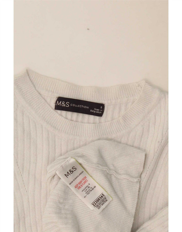 Marks & Spencer Γυναικείο πουλόβερ με λαιμόκαυστο UK 8 Small White