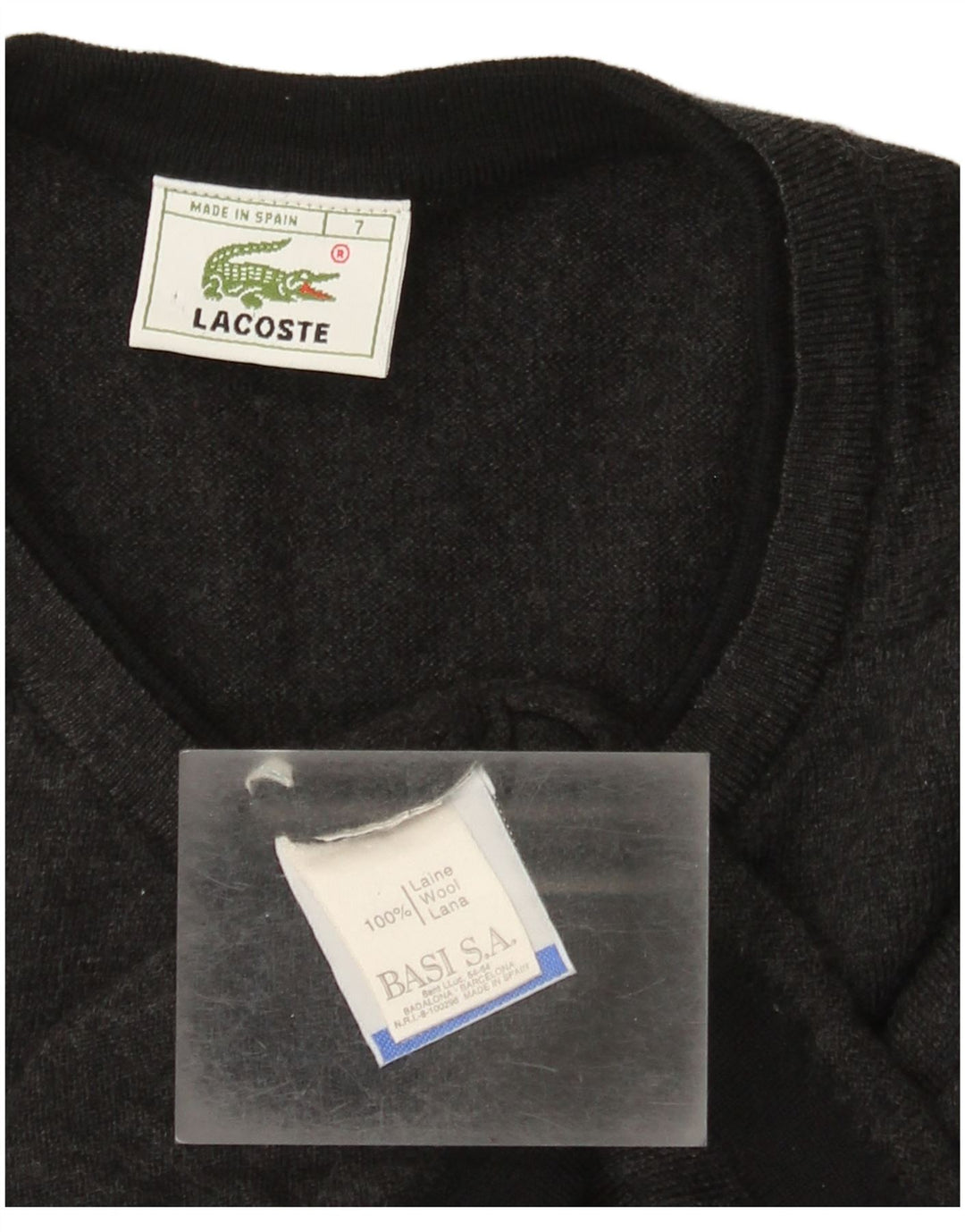 Ανδρικό πουλόβερ Lacoste με V λαιμόκοψη, μέγεθος 7 2XL Γκρι μαλλί
