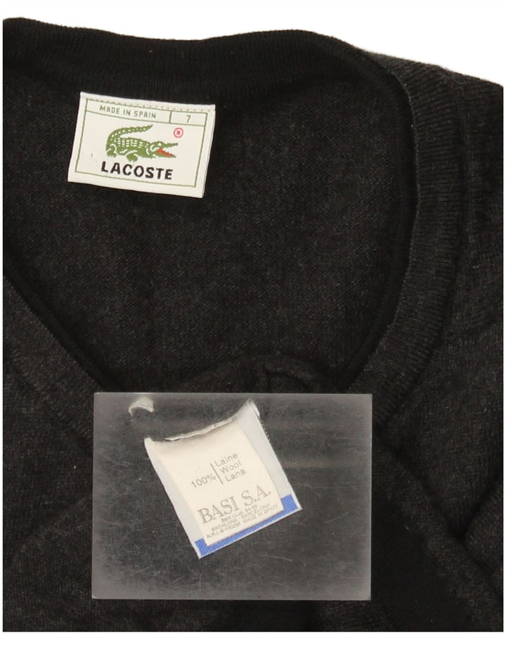 Ανδρικό πουλόβερ Lacoste με V λαιμόκοψη, μέγεθος 7 2XL Γκρι μαλλί