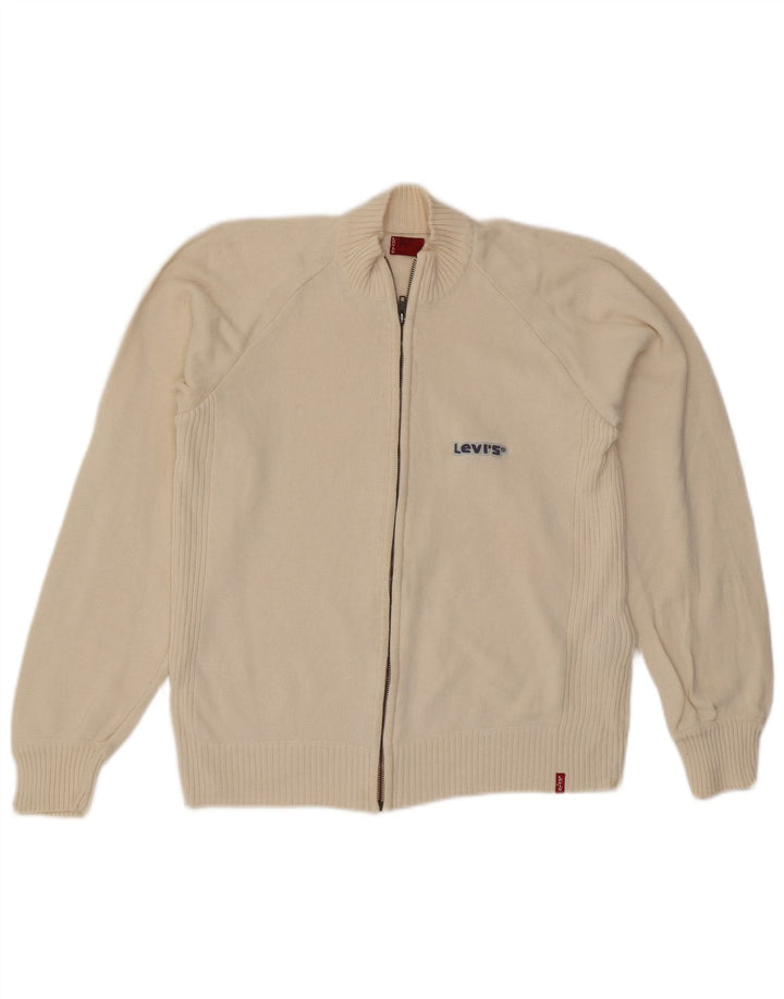 Γυναικείο πουλόβερ LEVI'S oversized ζακέτα UK 10 Small Off White βαμβακερό