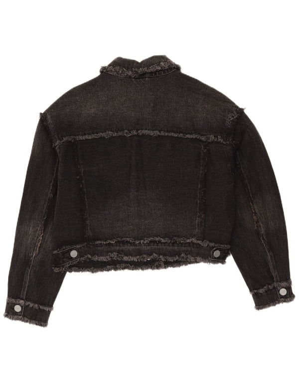 All Saints Γυναικείο Crop Oversized Τζιν μπουφάν UK 10 Small Black Cotton