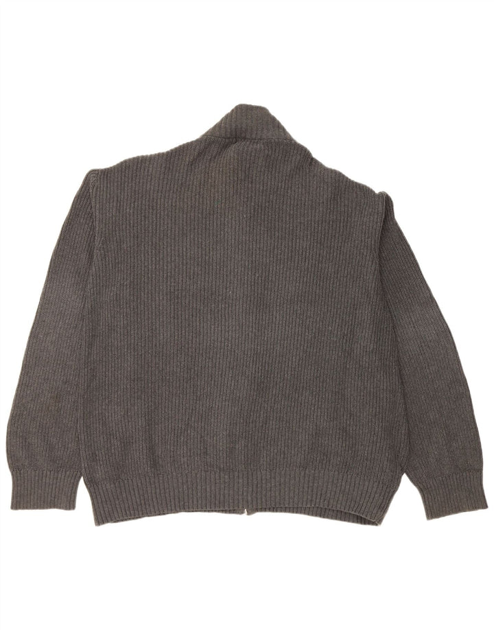 Marks & Spencer Ανδρικό πουλόβερ Μπλε Harbor Cardigan 2XL Γκρι βαμβακερό