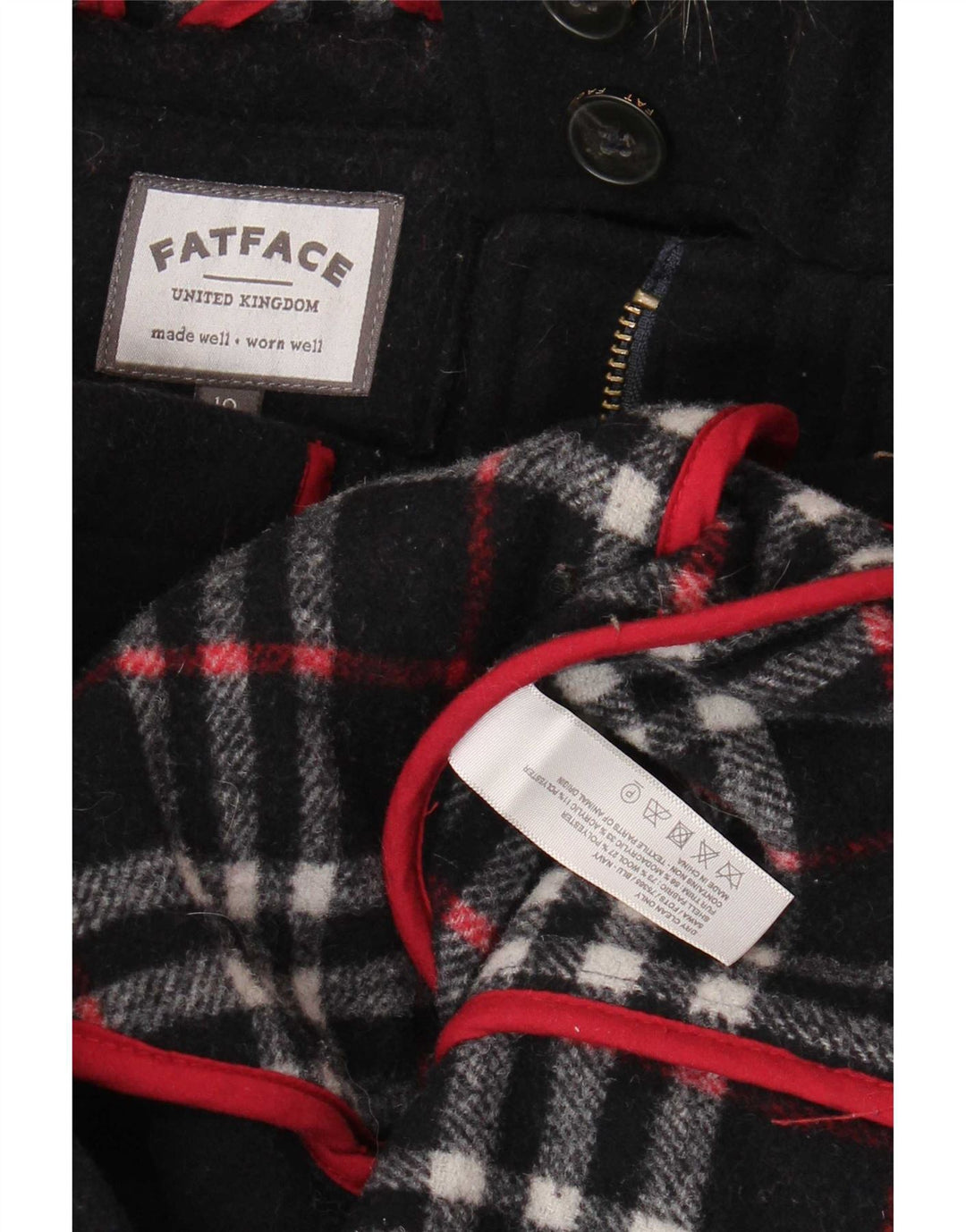 Γυναικείο μπουφάν Duffle με κουκούλα Fat Face UK 10 Small Navy Blue Wool